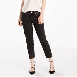 Levi’s 501 black cropped taper leg button jeans